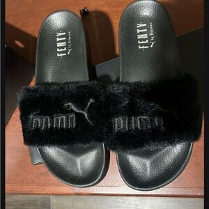 Puma Black and Silver Leadcat Fenty Slides